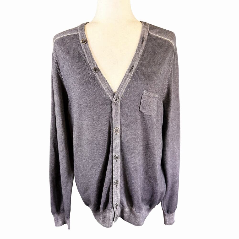 100% Merino Wool Sweater Mens Gray M Minimalist Academia Preppy Prep career